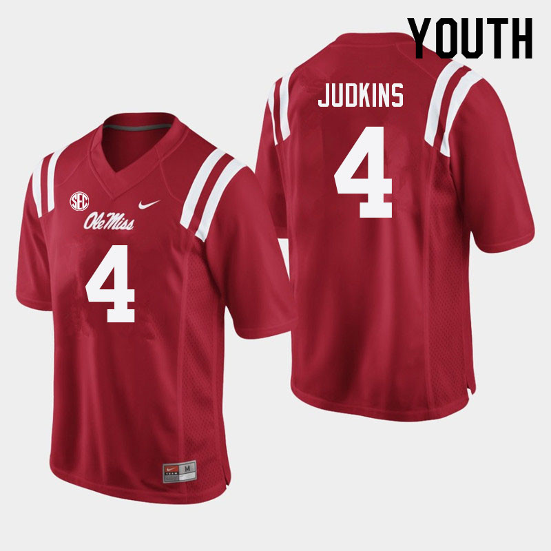 Youth #4 Quinshon Judkins Ole Miss Rebels College Football Jerseys Sale-Red